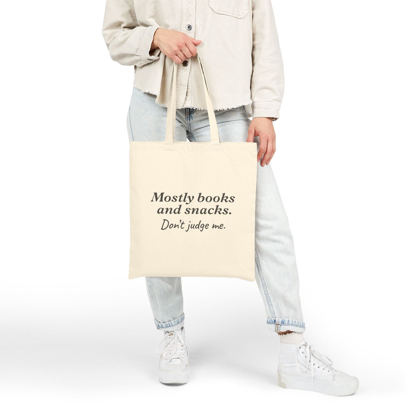 Mostly books and snacks. Dont judge me. | Tote Bag