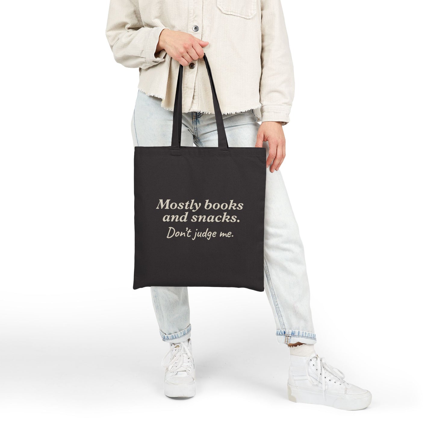 Mostly books and snacks. Dont judge me. | Tote Bag